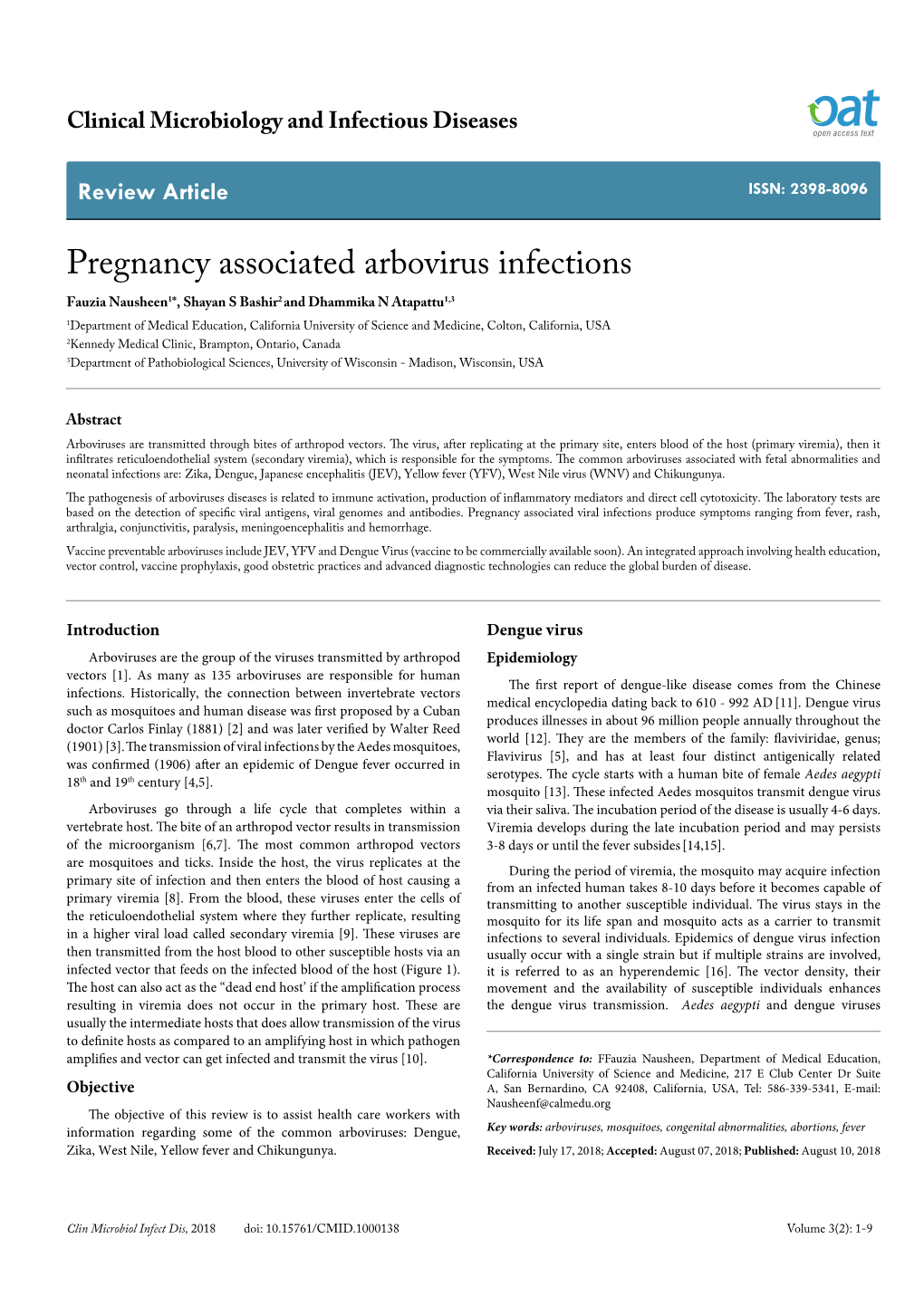 Pregnancy Associated Arbovirus Infections