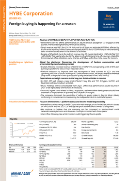 HYBE Corporation Buy (352820 KS ) (Maintain)