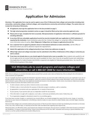 Minnesota State Application for Admission