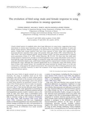 The Evolution of Bird Song: Male and Female Response to Song Innovation in Swamp Sparrows