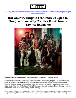 Hot Country Knights Frontman Douglas D. Douglason on Why Country Music Needs Saving: Exclusive