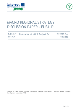 Discussion Paper for the EUSALP Macro