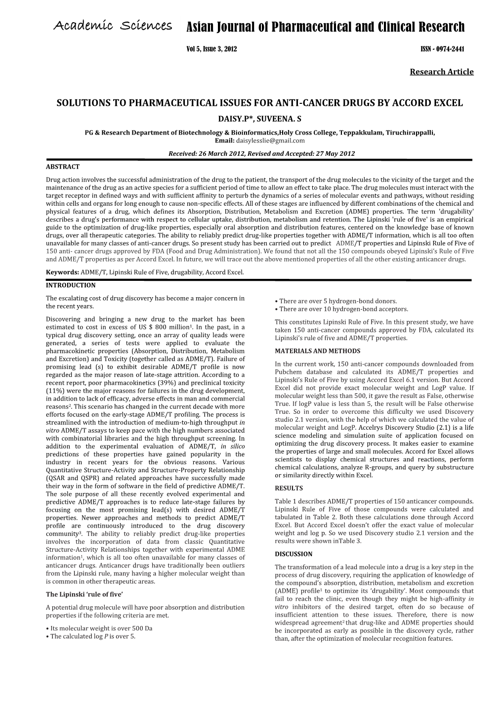 Solutions to Pharmaceutical Issues for Anti-Cancer Drugs by Accord Excel