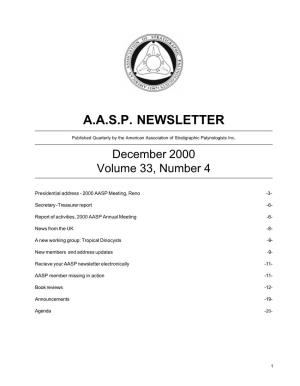 A.A.S.P. Newsletter