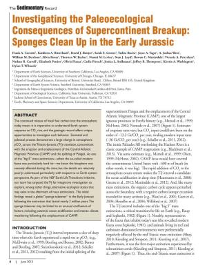 Investigating the Paleoecological Consequences of Supercontinent Breakup: Sponges Clean up in the Early Jurassic