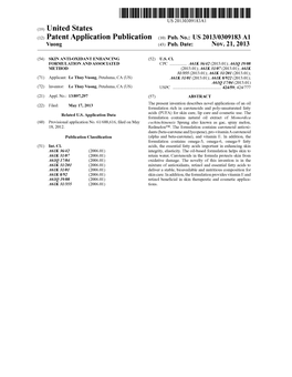 (12) Patent Application Publication (10) Pub. No.: US 2013/0309183 A1 Vuong (43) Pub