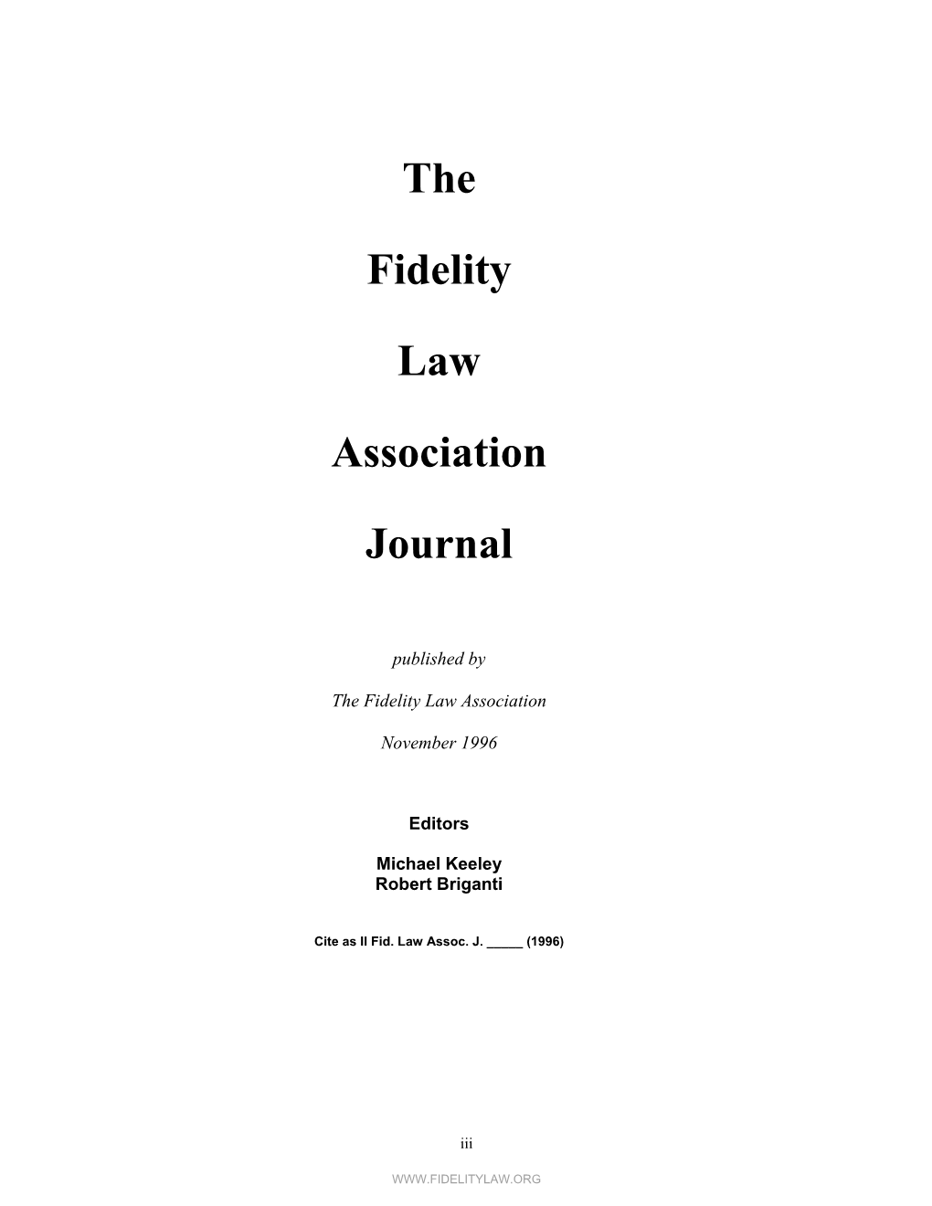 The Fidelity Law Association Journal