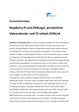 Raspberry Pi Und Dvblogic: Persönlicher Videorekorder Und TV Mittels Dvblink