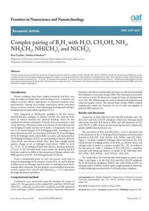 Complex Pairing of B2H4 with H2O, CH3OH, NH3