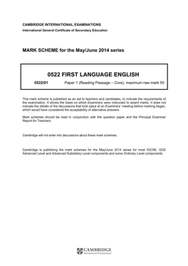 MARK SCHEME for the May/June 2014 Series