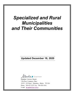 Specialized and Rural Municipalities and Their Communities