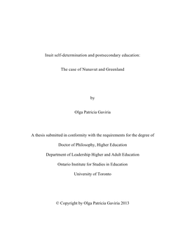 Inuit Self-Determination and Postsecondary Education: the Case of Nunavut and Greenland
