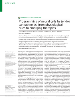 Programming of Neural Cells by (Endo)Cannabinoids: from Physiological Rules to Emerging Therapies