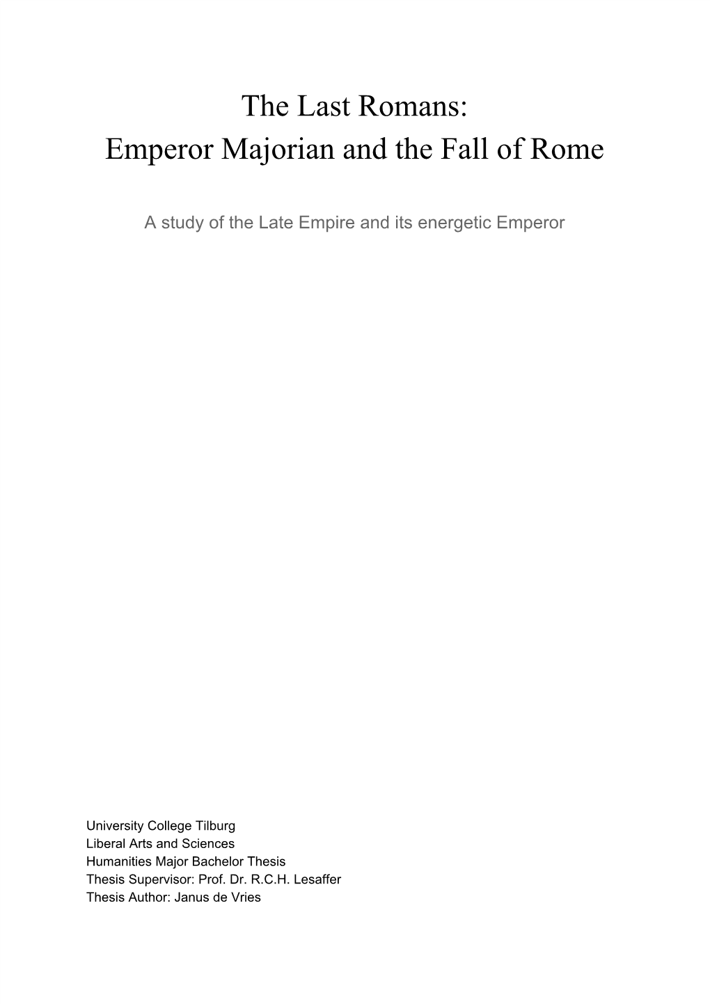 Emperor Majorian and the Fall of Rome