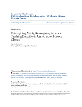 Teaching Disability in United States History Classes Maya L