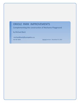 Oriole Park Design Improvements