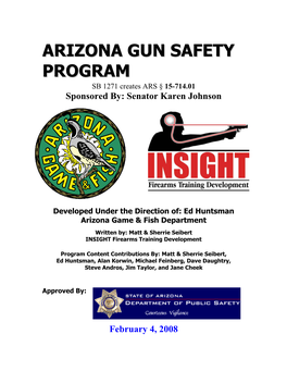 Arizona Gun Safety Program Course (ARS 15-714.1) Table of Contents