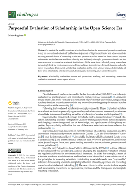 Purposeful Evaluation of Scholarship in the Open Science Era