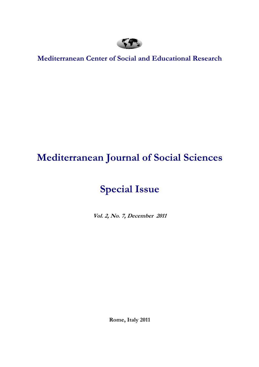 Mediterranean Journal of Social Sciences Special Issue