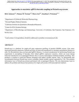 Approaches to Maximize Sgrna-Barcode Coupling in Perturb-Seq Screens