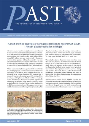Number 92 Summer 2019 a Multi-Method Analysis of Springbok Dentition to Reconstruct South African Palaeovegetation Changes