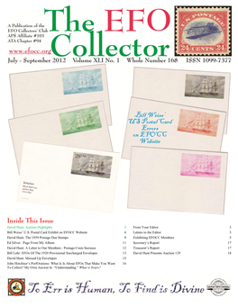 Inside This Issue David Hunt: Auction Highlights 3 from Your Editor 3 Bill Weiss’ U.S