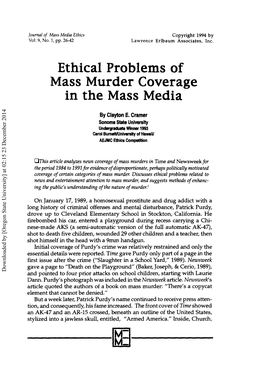 Ethical Problems of Mass Murder Coverage in the Mass Media