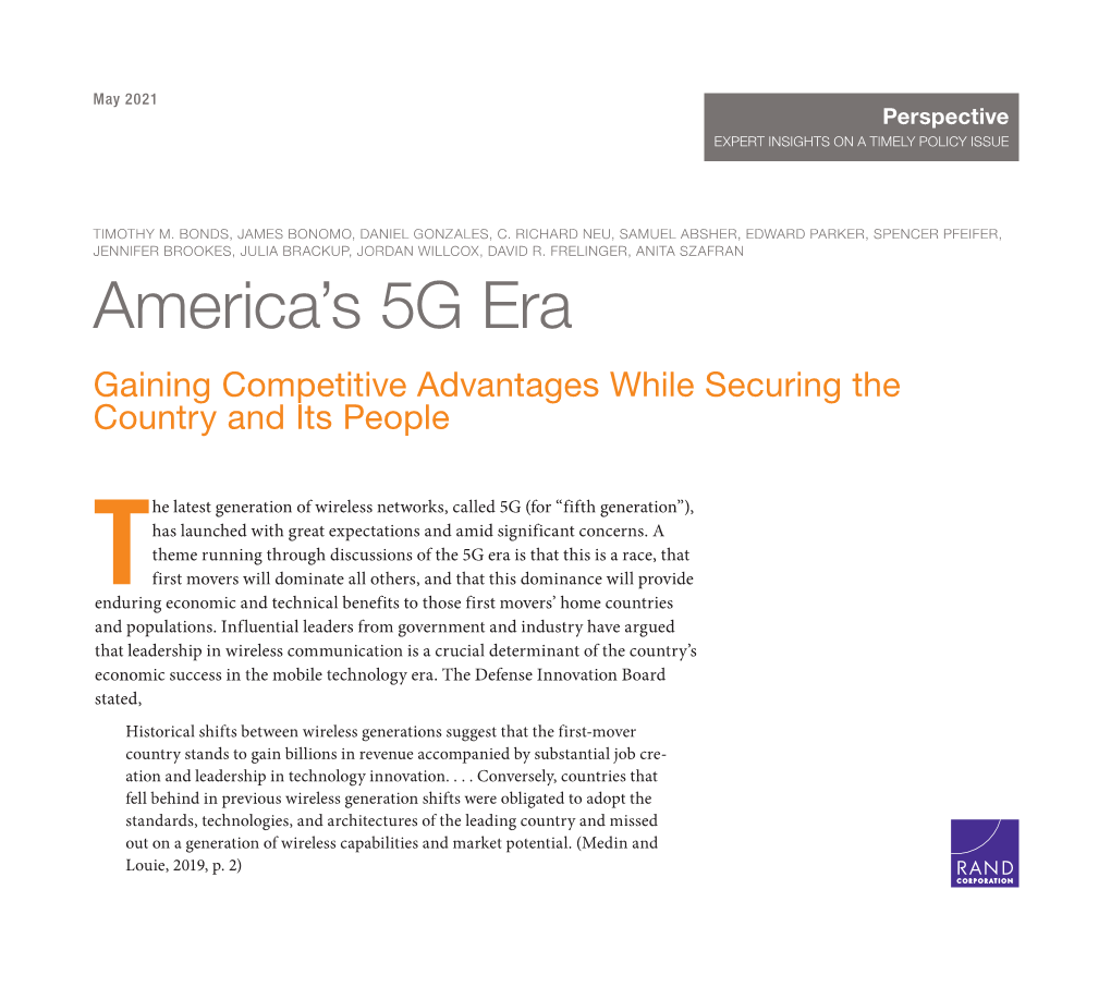 America's 5G Era: Gaining Competitive