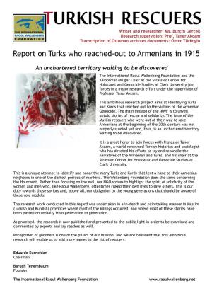 Report on Turks Who Reached-Out to Armenians in 1915