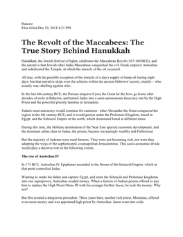 The Revolt of the Maccabees: the True Story Behind Hanukkah