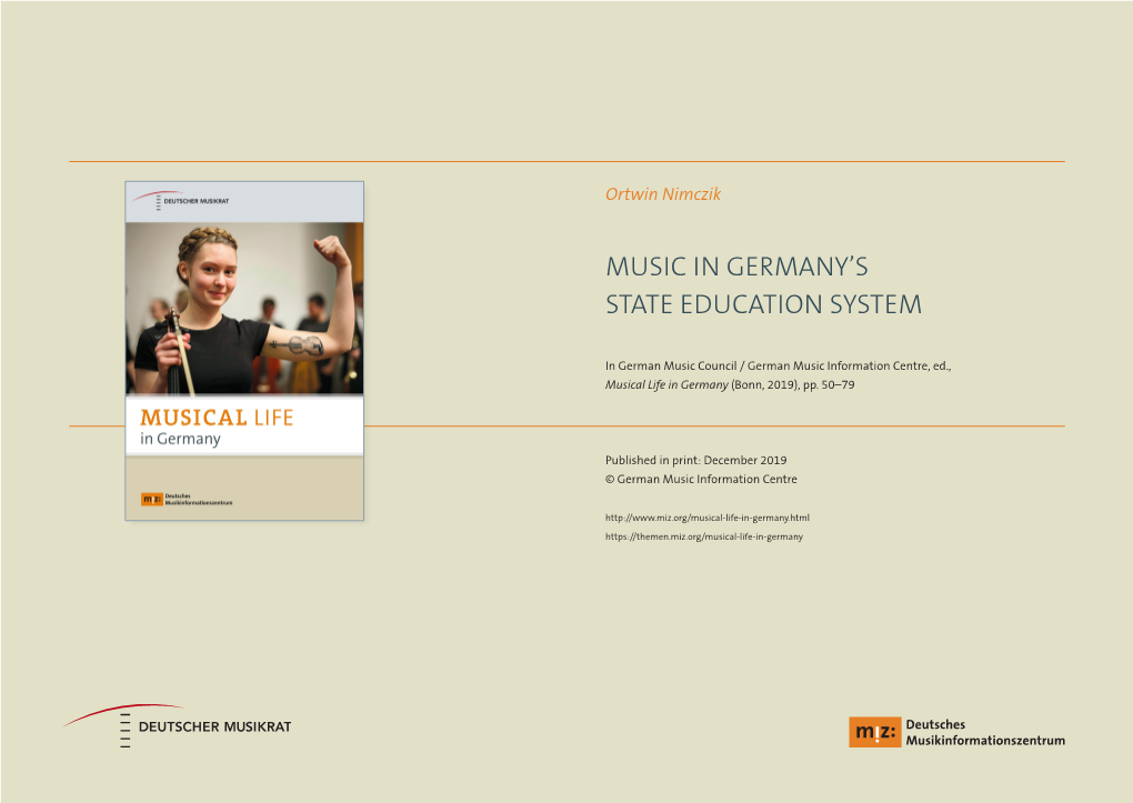 Music in Germany's State Education System