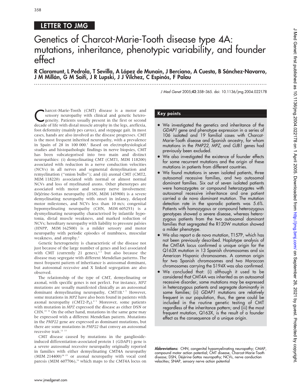 Genetics of Charcot-Marie-Tooth Disease Type 4A: Mutations