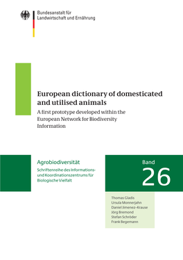 European Dictionary of Domesticated and Utilised Animals a Fi Rst Prototype Developed Within the European Network for Biodiversity Information