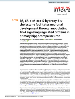 3Β, 6Β-Dichloro-5-Hydroxy-5Α- Cholestane Facilitates Neuronal Development Through Modulating Trka Signaling Regulated Proteins in Primary Hippocampal Neuron Md