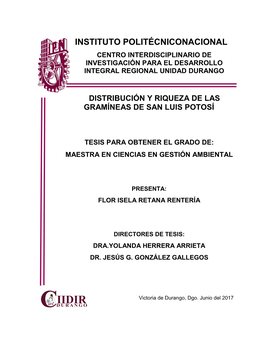 Instituto Politécniconacional Centro Interdisciplinario De Investigación Para El Desarrollo Integral Regional Unidad Durango