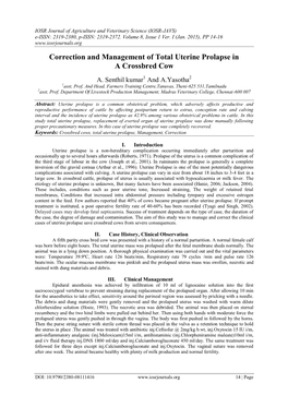 Correction and Management of Total Uterine Prolapse in a Crossbred Cow