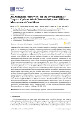 An Analytical Framework for the Investigation of Tropical Cyclone Wind Characteristics Over Diﬀerent Measurement Conditions