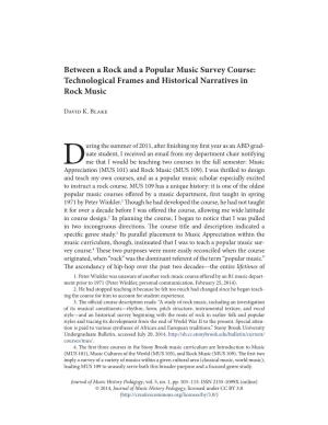 Between a Rock and a Popular Music Survey Course: Technological Frames and Historical Narratives in Rock Music