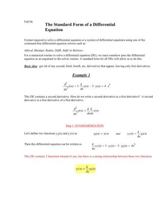 The Standard Form of a Differential Equation
