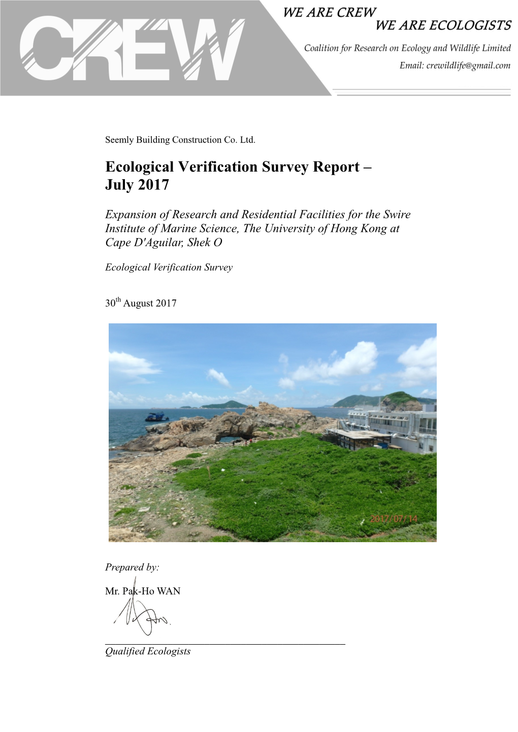 Ecological Verification Survey Report – July 2017