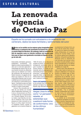 La Renovada Vigencia De Octavio Paz