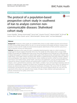 The Protocol of a Population-Based Prospective Cohort Study In