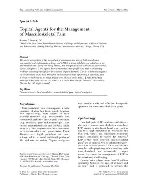 Topical Agents for the Management of Musculoskeletal Pain Steven P
