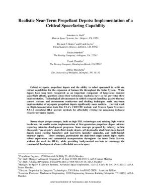 Realistic Near-Term Propellant Depots: Implementation of a Critical Spacefaring Capability