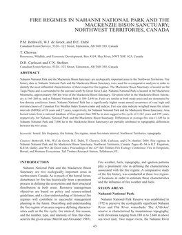 Fire Regimes in Nahanni National Park and the Mackenzie Bison Sanctuary, Northwest Territories, Canada