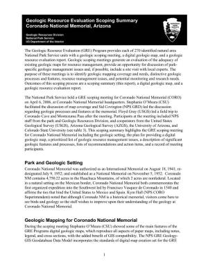 Geologic Resource Evaluation Scoping Summary Coronado National Memorial, Arizona