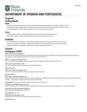 Department of Spanish and Portuguese