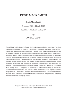 Denis Mack Smith