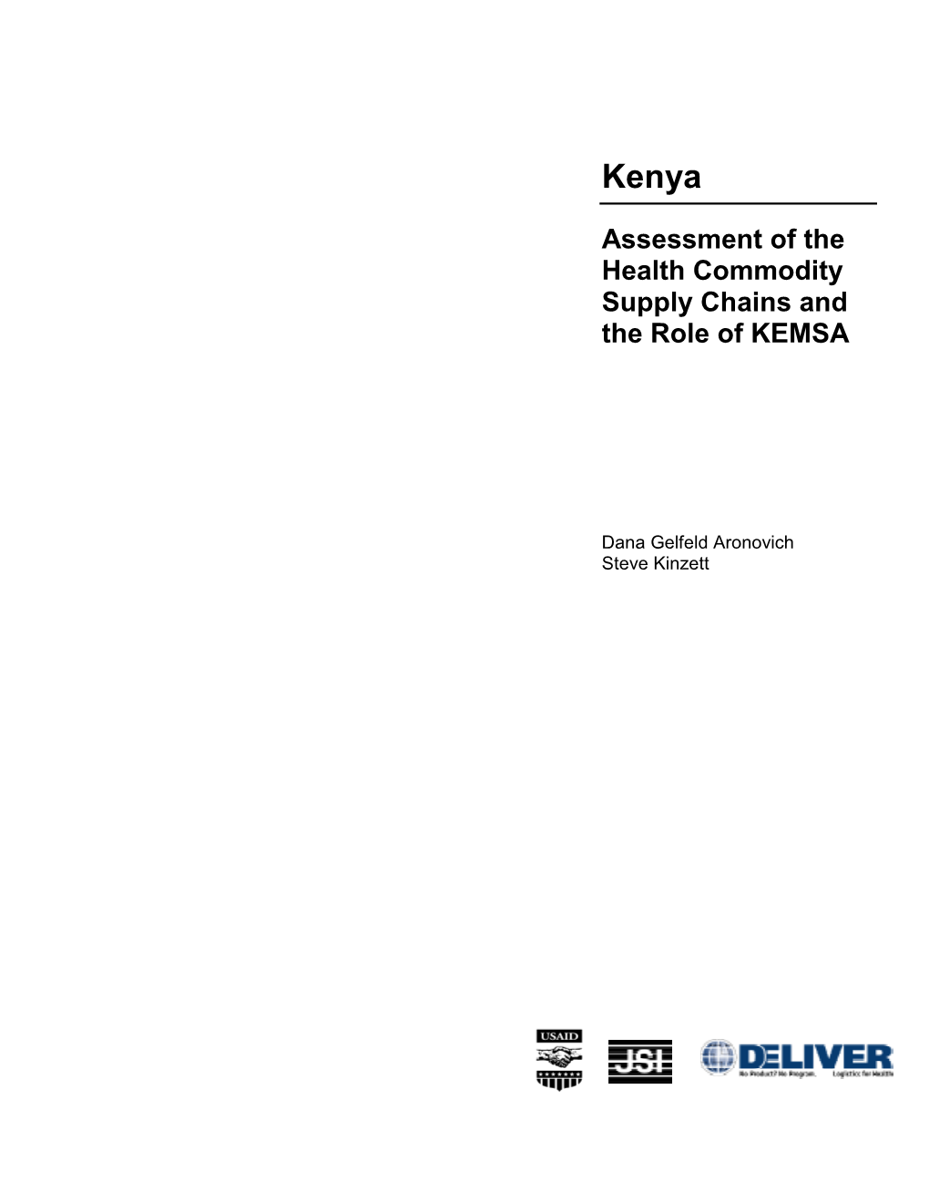 Assessment of the Health Commodity Supply Chains and the Role of KEMSA