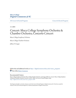Ithaca College Symphony Orchestra & Chamber Orchestra, Concerto Concert